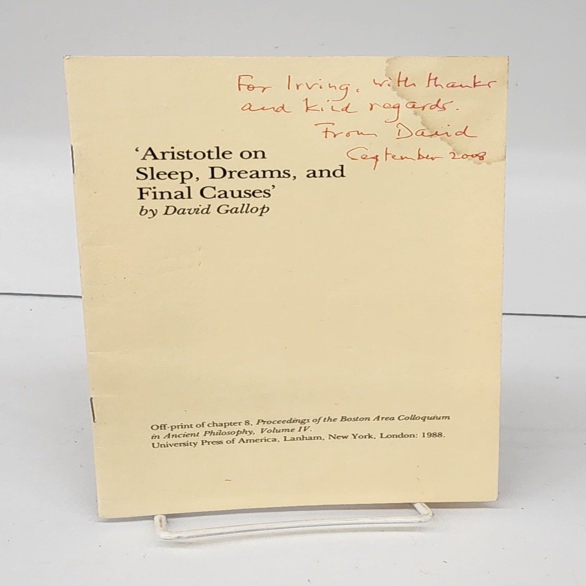'Aristotle on Sleep, Dreams, and Final Causes'
